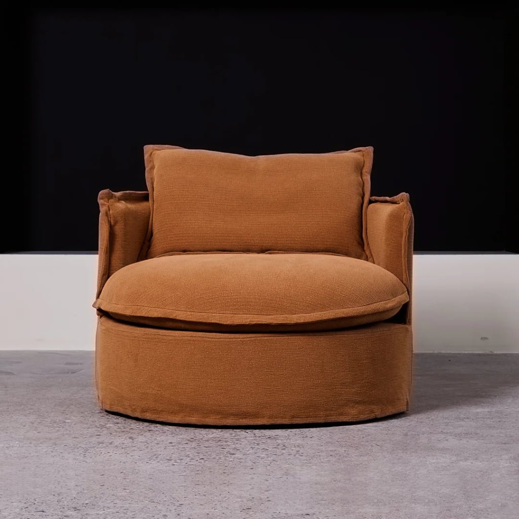 MIRA Round Swivel Chair – Oversized Upholstered Lounge Chair