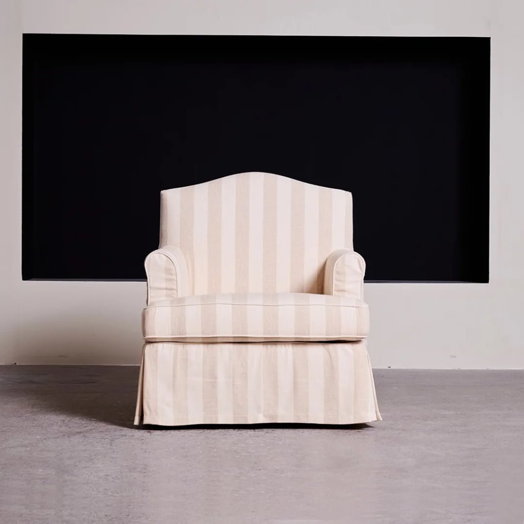 Kos Armchair-Beige Striped Linen Armchair
