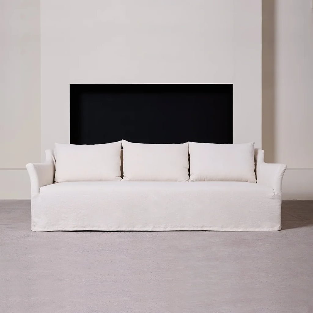 Shell Linen Sofa with Wheels – Relaxed Three-Seat Sofa