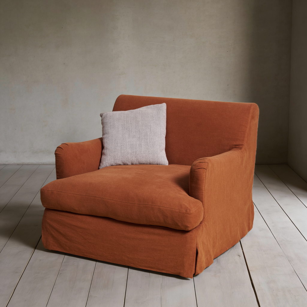 Campbell Slipcover Armchair XL in Linen Fabric