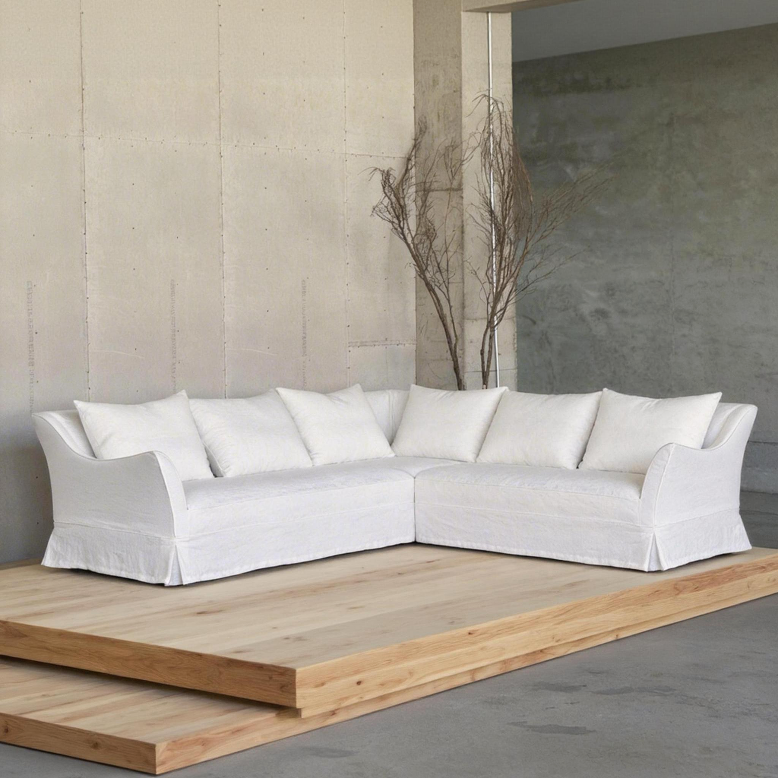 Craftsman carefully stitching linen upholstery