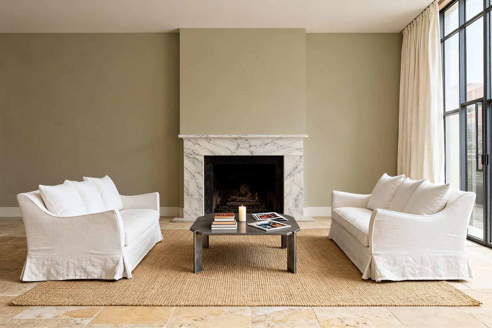 Luxury handcrafted linen furniture in sophisticated interior