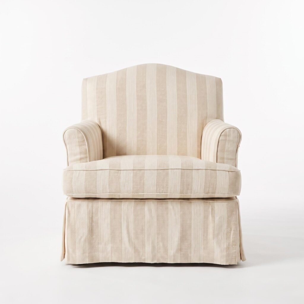 Kos Armchair-Beige Striped Linen Armchair