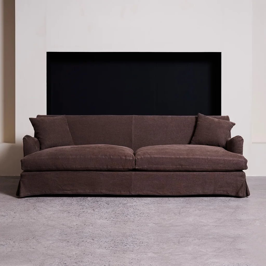Campbell Linen Sofa – Bespoke English Rolled Arm Slipcover Sofa with High Back Design