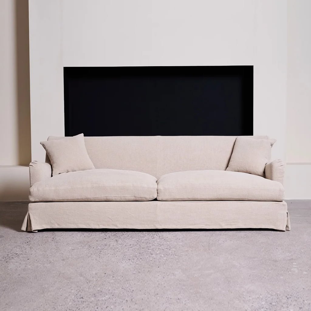 Campbell Linen Sofa – English Rolled Arm Slipcover Sofa with High Back Design
