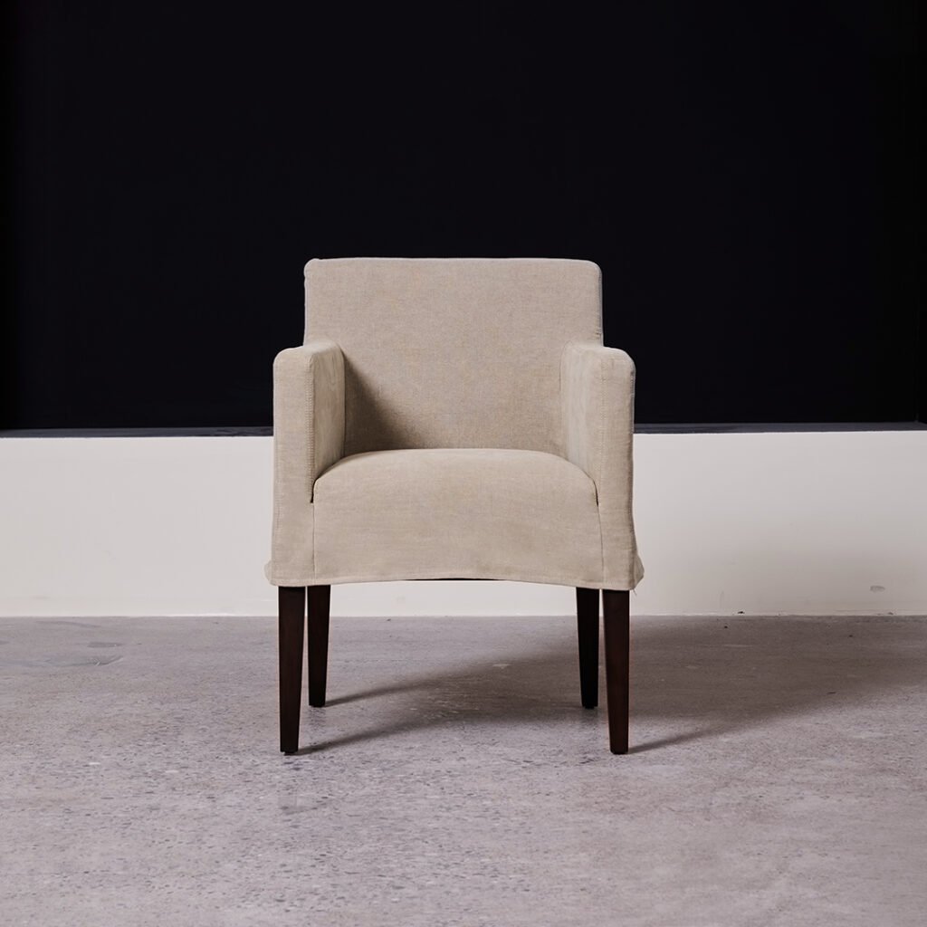 Noma Pure Linen Slipcovered Dining Chair with Walnut Legs