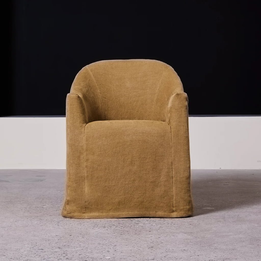 Lyon Pure Linen Slipcovered Dining Chair – Curved Armchair