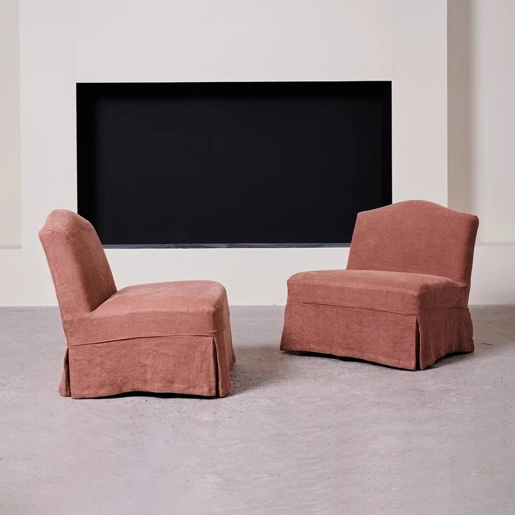 Kos Linen Slipcover Accent Chair – Skirted Slipper Chair