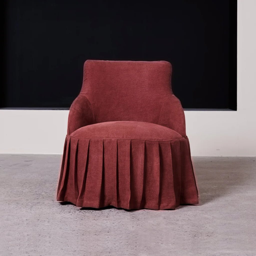 Ella Pure Linen Swivel Armchair with Gathered Skirt