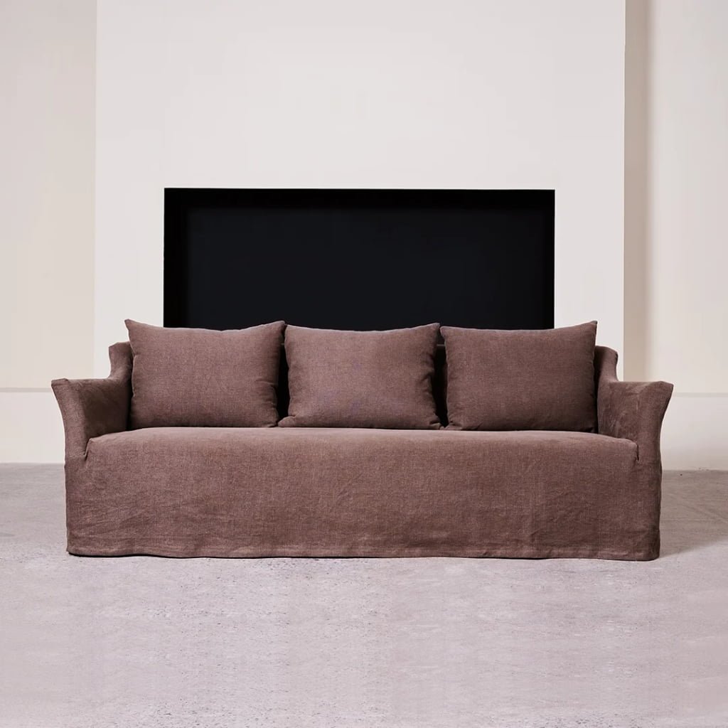 Shell Pure Linen Sofa with Wheels – Relaxed Three-Seat Sofa
