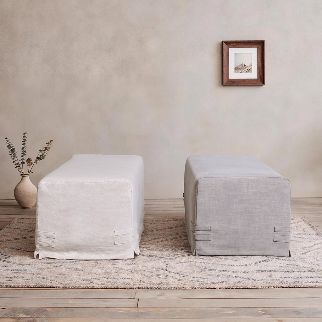 Ember Linen Blend Ottoman – Upholstered Bench