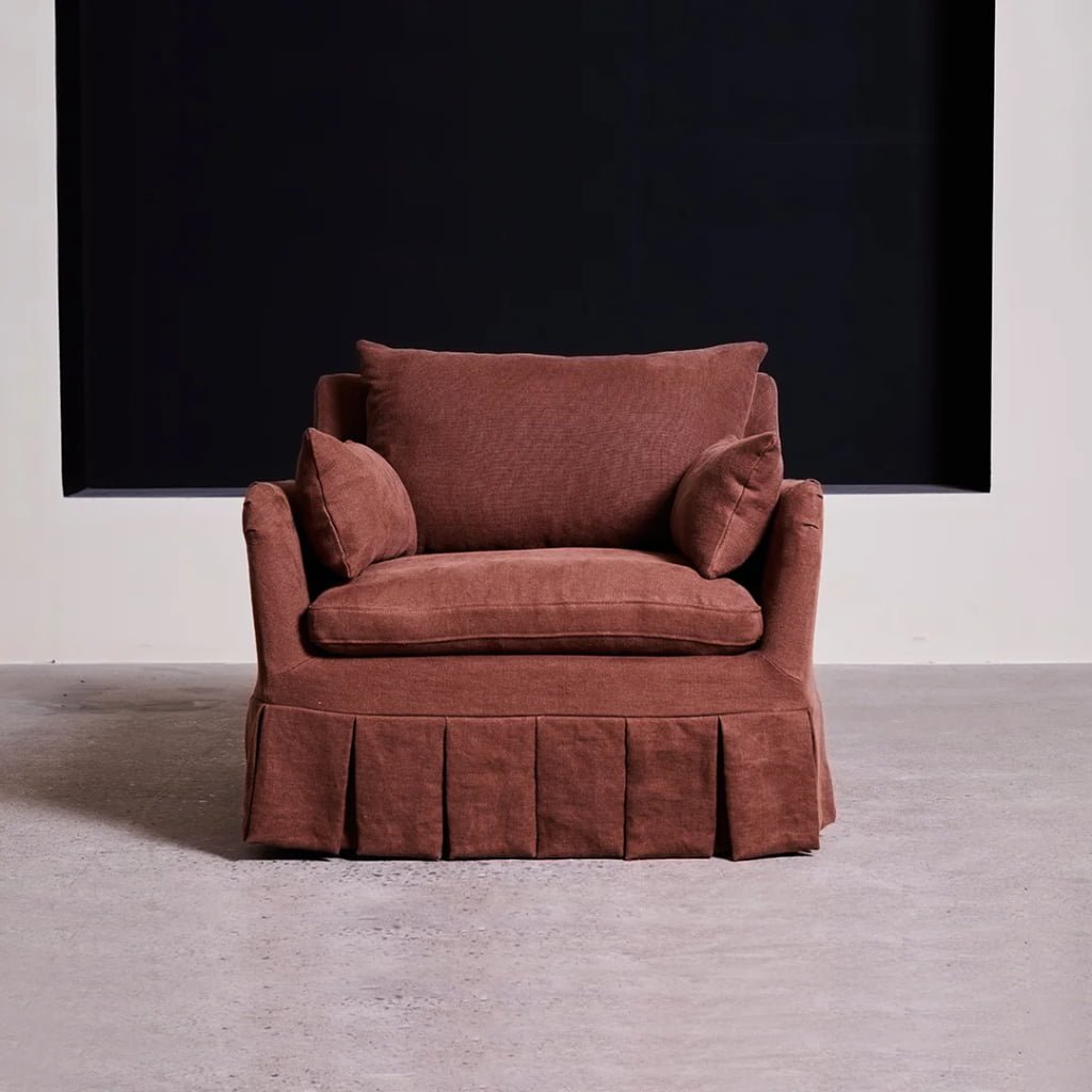 Valley Armchair with Box Pleated Skirt in Pure Linen