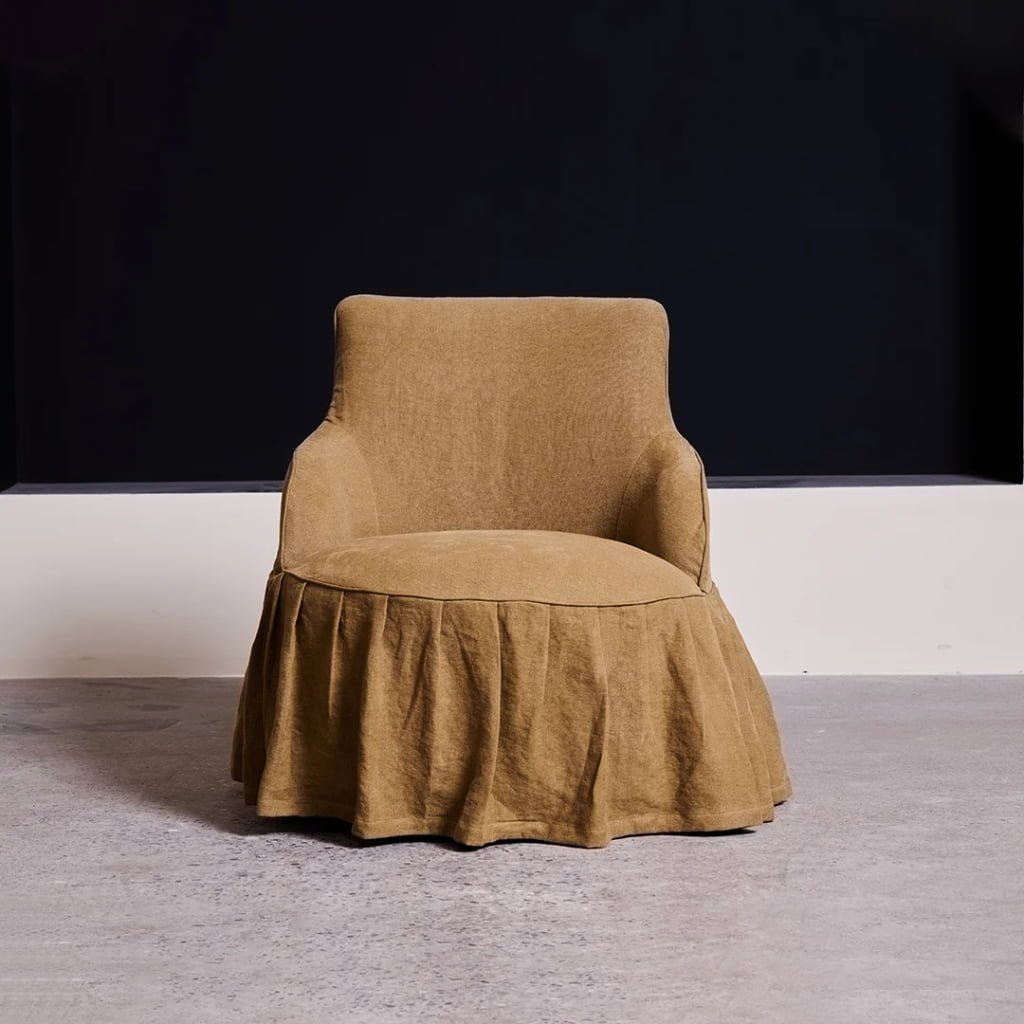 Ella Linen Swivel Armchair with Gathered Skirt