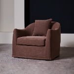 Lyndon curved swivel lounge chair in HALO-04 upholstery