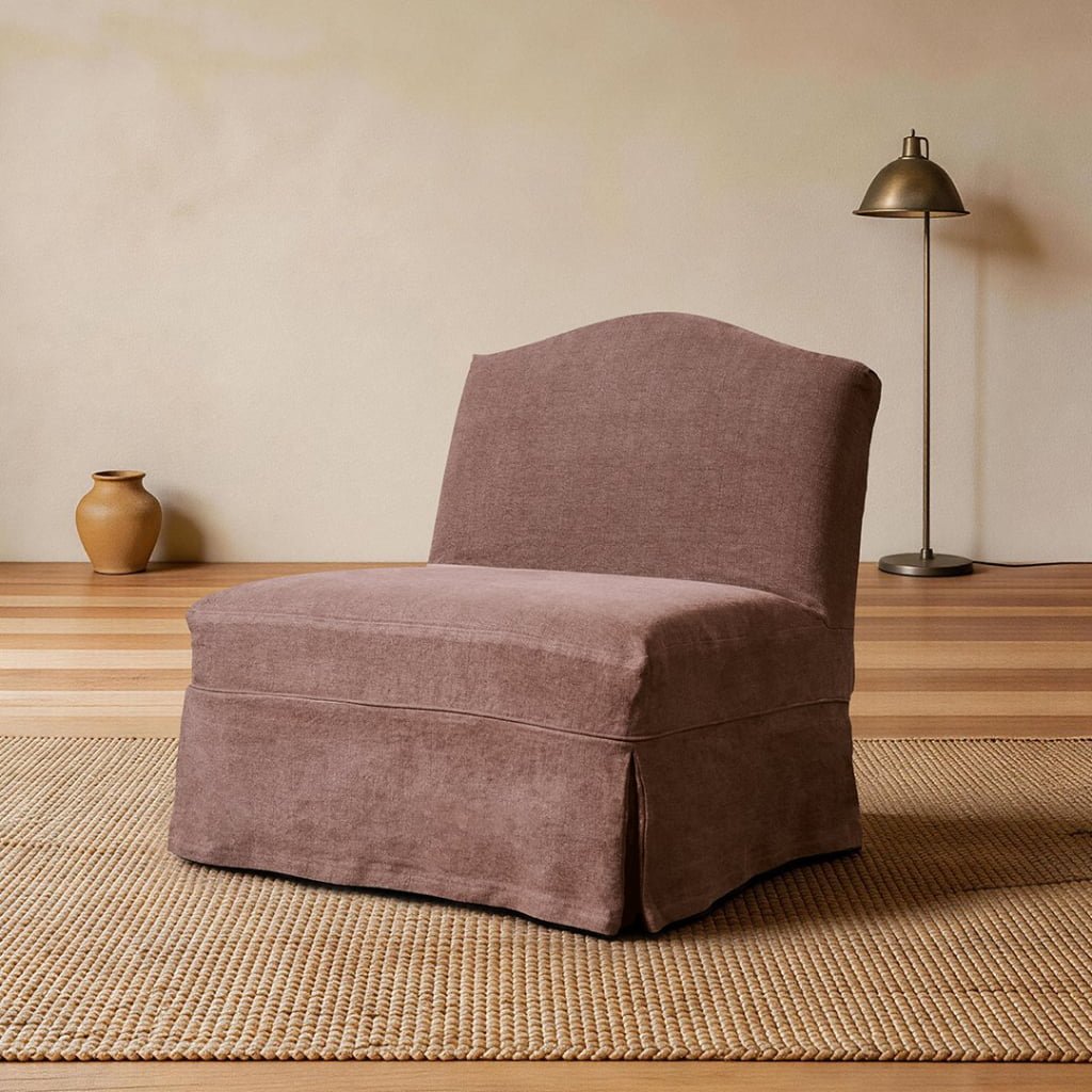 Kos Linen Slipcovered Accent Chair – Armless Lounge Chair